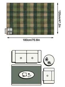 1pc Modern Simple Green Geometric Multicolor Striped Plaid Rug, Soft Faux Wool Carpet, Suitable For Bathroom, Kitchen, Entryway, Hallway, Bedside, Living Room, Bedroom, Machine Washable 100% Polyester Mat, Home Decor - Multicolor - View 12