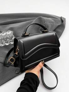 Minimalist Stylish Casual Handbag, New Retro Fashion Underarm Bag, Solid Color Shoulder Bag For Commuting - Black - View 8