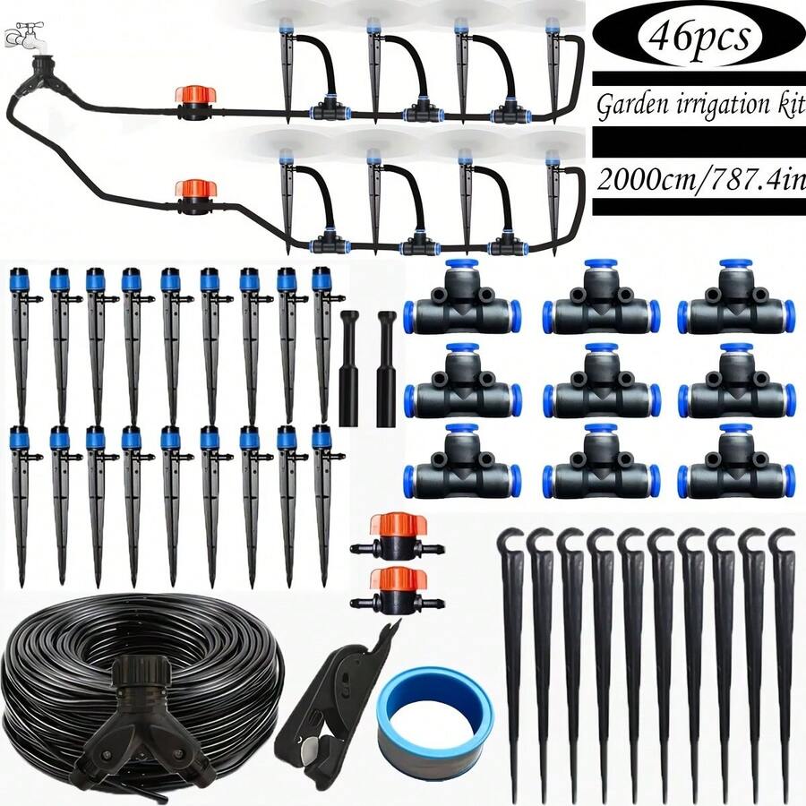 Garden Greenhouse Drip Irrigation Set, Automatic Irrigation System Equipped With 360 Degree Adjustable Nozzle, Irrigation Hose, Blank Distribution Pipe, Terrace Atomized Plant Watering - Irrigation Kit - View 1