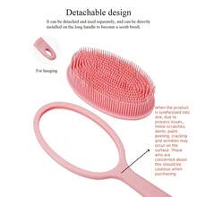 1pc Silicone Back Scrubber - Short Handle Or Handheld Body Brush Set, Double-Sided Exfoliating Massage, Soft Bristles, Rich Lather - Easy Clean Hang Dry Design, Fragrance-Free, No Battery Required - Multicolor - View 3