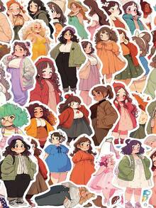 50PCS Cute Little Girl Graffiti Stickers DIY Phone Guitar Laptop Notebook Suitcase Cup Waterproof Sticker - 1 Set - View 1