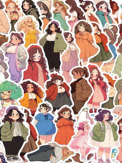 50PCS Cute Little Girl Graffiti Stickers DIY Phone Guitar Laptop Notebook Suitcase Cup Waterproof Sticker