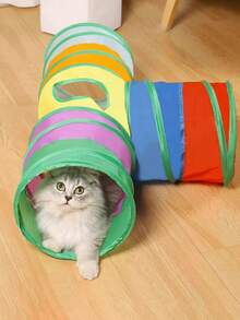 1 Stück neues Design E-förmiger Katzen Tunnel, Selbstunterhaltungs Katzen Tunnel, geeignet für alle Jahreszeiten, abnehmbar und waschbar, modulares Spieltunnel Zelt, Katzen Tunnel, Regenbogen Tunnel Serie, selbstmontage, interaktiver Regenbogen Tunnel, faltbares Katzenspielzeug, Katzen Zubehör (zufällige Farbkombination) - Verschiedenfarbig - Übersicht 7