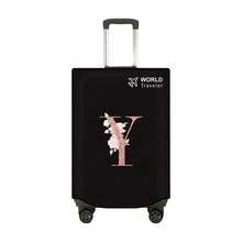 1pc Non-Stretch Non-Woven Fabric Luggage Protective Cover Suitable For 20-30 Inch Trolley Case, Anti-Scratch Luggage Protector Cover With Rose Gold Letter Pattern, Travel Accessory Essential For Back To School - Black - View 119