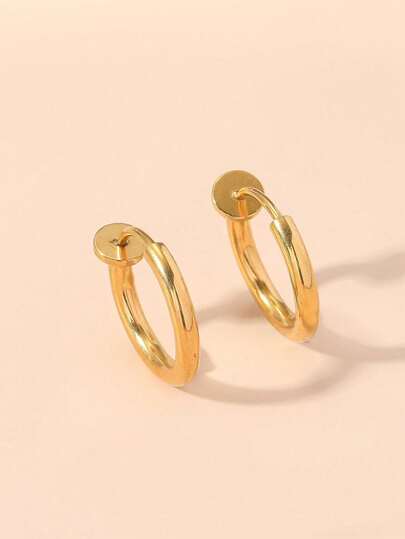 1 paire de boucles d'oreilles clip en acier inoxydable pour hommes