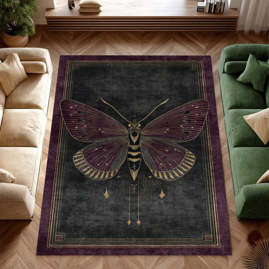 Gothic Floral Mandala Dark Area Rug, Boho Gothic Living Room Area Decor, 32*20inch /84*60inch,Perfect Choice For Gift ,Stylish And High-Quality Rugs, Perfect For  Decorations And GiftsHome Decor, The Best Choice For Gothic-Style Birthday Gifts - 彩色 - 查看 1