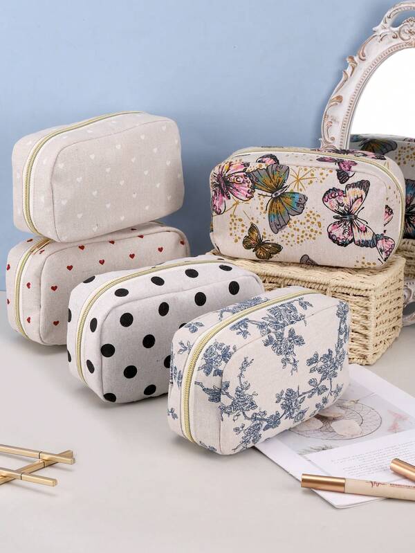 1pc High-Quality Linen Makeup Bag, Large-Capacity And Multi-Functional, A Versatile Everyday Bag, Desktop Stationery Organizer, And Travel Organizer. An Excellent Choice As A Gift For Mother's Day, Halloween, Thanksgiving, Birthdays, Chinese New Year, And Bridesmaids.