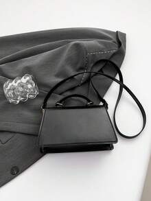 Minimalist Stylish Casual Handbag, New Retro Fashion Underarm Bag, Solid Color Shoulder Bag For Commuting - Black - View 4