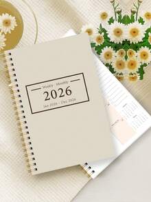 2026年月度及周计划本，1-12个月，A5极简风格月计划本，包含联系人页面、月度标签、笔记页和内袋，返校必备，办公桌装饰，男女皆宜的礼物 - 彩色 - 查看 16