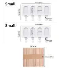 52件/套 小型硅胶冰棒模具 | 4/8孔椭圆形迷你冰棒模具，带冰棒棍，适用于自制蛋糕棒棒糖、冰棒蛋糕、冰淇淋（2个冰淇淋模具+50根冰棒棍） - 查看 8