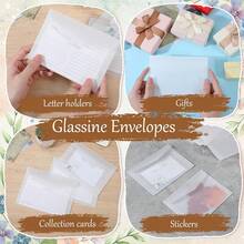 150 Pcs 5x7 Inch Glassine Envelopes A6 Vellum Envelopes For Wedding Invitation Frosted Clear Sulfuric Acid Paper Bag For Thank You Cards, Birthday Greeting, Lottery Ticket, Stamp Collecting - 1 - Xem 8