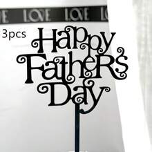 3pcs/1pc Gold & Black Acrylic "Papá" Happy Father's Day Cake Topper, Suitable For Father's Day Birthday Theme Party DIY Cake Decorations - Multicolor - View 14