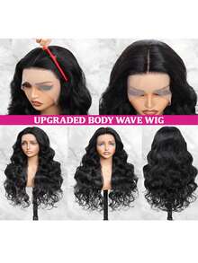 200% High Density Body Wave Wig - 13x4 HD Transparent Lace Front Virgin Human Blended Hair, Pre-Plucked Glueless Frontal Wig For Women, Voluminous Curls & Natural Look, No Glue & Ready To Wear - Natural & Black - View 4