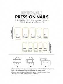 24片中号方形法式假指甲，可爱简约的乳白色花叶图案，全覆盖可拆卸女士美甲套装，适合派对、舞蹈和日常佩戴 - 彩色 - 查看 6