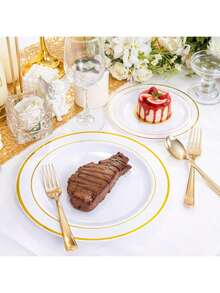 150/50/25/12pcs Gold Cutlery Set, Salad Forks & Spoons, Pasta Spoons, Steak Knives & Forks, Dessert Spoons & Forks, Full Tableware Set, Easy To Clean And Reusable, Suitable For Home, Restaurant, Wedding, Outdoor, Birthday, Party, Holiday Gatherings (Multiple Specifications Available For Any Number Of Diners) - View 5