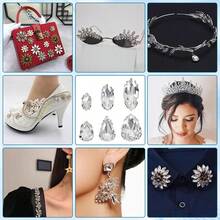 100 buah Rhinestone Bentuk Tetesan Air & Bulat, Rhinestone Kristal Transparan dengan Bagian Belakang Datar, Cocok untuk Dekorasi Pakaian, Tas, Sepatu, dan Kerajinan DIY - Berlian berbentuk tetesan air mata marquise - View 5