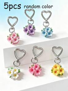 1个/5个装女士蛋形花三色紫罗兰树脂吊坠包包配件，钥匙扣粉色/白色/黄色/紫色/玫瑰粉色魅力汽车钥匙扣/手机/钱包/手提包/背包/三花DIY手机壳钥匙扣背包吊坠包包配件，夏季背包吊坠婚礼配件，钱包吊坠配件，女友生日礼物 - 明亮 - 查看 14