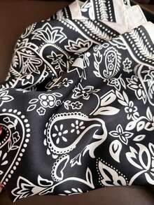 1条复古佩斯利花纹腰果印花真丝围巾，新款春夏领巾，休闲服饰配饰，简约时尚围巾 - 彩色 - 查看 2