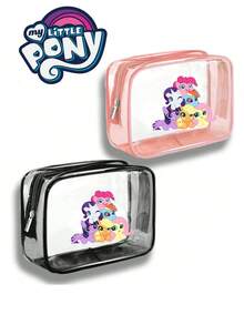 MY LITTLE PONY 1个小马宝莉彩虹小马、碧琪、柔柔、暮光闪闪、苹果嘉儿主题化妆包，PVC材质，可爱旅行洗漱包，适合女性，完美的万圣节和圣诞节礼物 - 彩色 - 查看 2