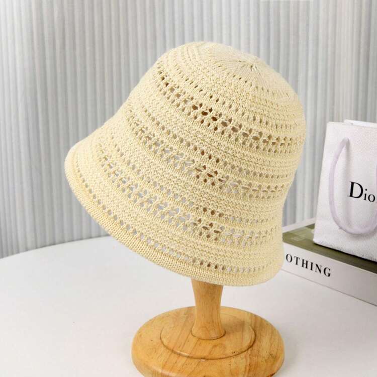 1顶2025新款夏季镂空渔夫帽，女士透气遮阳帽，薄款遮阳帽，镂空渔夫帽，时尚渔夫帽，4种颜色可选 - 彩色 - 查看 10
