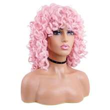 12 Inch Afro Curly Kinky Wig - High Temperature Fiber, Basic Style, Rose Net Cap, Unisex Adult - Multicolor - View 9