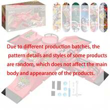 专业手指滑板玩具套装，手指滑板比赛场地组合套装，创意手指滑板男孩礼物，轴承双翘手指滑板，手指滑板系列 - 彩色 - 查看 12