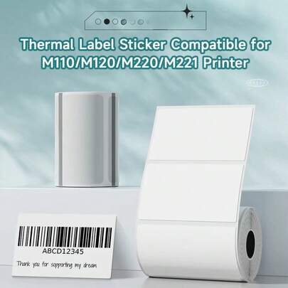 Multi-Size Transparent Round/Square Thermal Label Paper, Clear Inkless Printing Stickers, Compatible With M110/M220/SK58/P50 Portable Printers. Suitable For Case Labeling, Home Organization, Work Notes, Study Memos, Photo Annotation