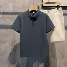 2026 Summer New Pearl Cotton Polo Shirt Collar Men's Short-Sleeve T-Shirt Leading Business Workwear - 淺灰色 - 查看 9