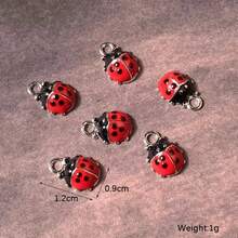 10pcs Mini Plump Ladybug Alloy Enamel Charms Cute Animal Pendant For Necklace Bracelet Earrings - 10pcs Silver - View 12