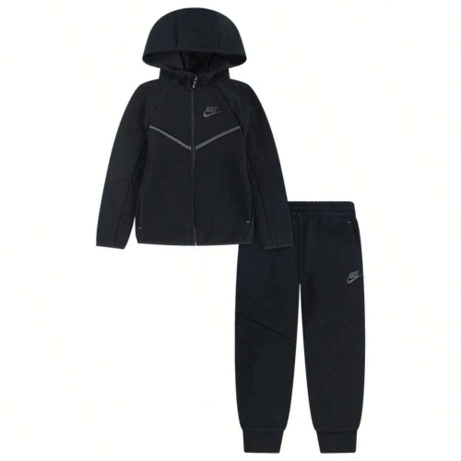 Nike Tech Fleece Full-Zip Set Kid Grey-86M880-042 | Everyday Versatile, Comfortable Fit - 黑色 - 查看 1