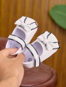 Infant Girl Shoes Suitable For 0-1 Year Old, Princess Style Anti-Slip Casual Walking Shoes - White - View 6