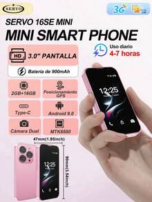 SERVO Mini Smartphone de Bolsillo Android Dual SIM Red 3G RAM 2GB ROM 16GB Play Store WiFi Pantalla de 3.0" Teléfonos Inteligentes Pequeños - Rosa - Ver 13