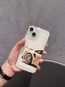 1 pieza Funda de teléfono transparente y a prueba de golpes, de estilo deportivo y artístico minimalista, con patrón de coche de carreras rosa, compatible con Apple 17/17 Pro/17 Pro Max/17 Air/16/16 Plus/16 Pro/16 Pro Max - Multicolor - Ver 5
