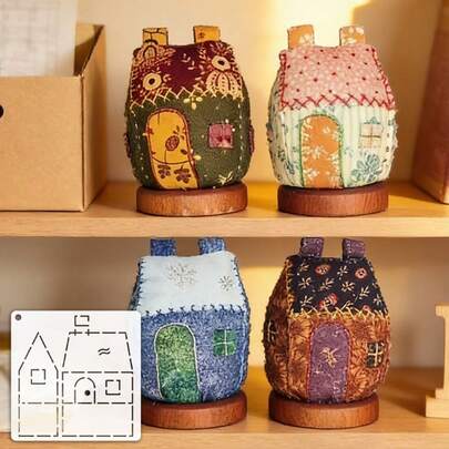 1pc 3D House Patchwork Template, DIY Small House Pattern Quilting Template, Washable & Reusable PET Sewing Template, Handcraft Drawing Tool, Suitable For Handicraft Lovers, Perfect For Pattern Drawing And Handmade