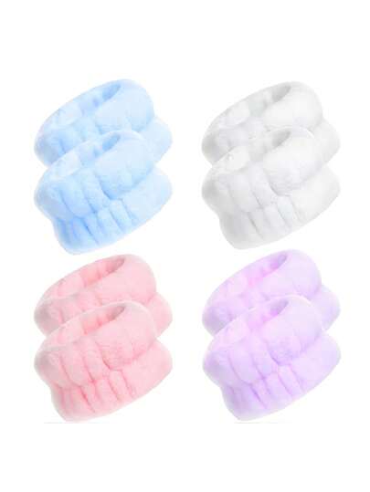 2/4 piezas Banda de lavado de microfibra, toalla de muñeca, banda para la muñeca, scrunchies absorbentes para la muñeca para mujeres, previene derrames de líquidos, diadema para el cuidado de la piel, belleza, productos para el cuidado de la piel, spa, autocuidado, herramientas para el cuidado de la piel, cuidado facial, suministros para esteticistas, piel, lavado facial, cuidado facial