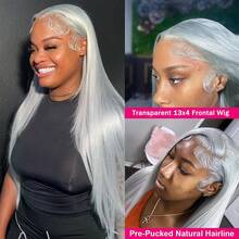 613 Blonde Lace Front Wig, 13x4 Straight Hairline, No Glue Needed, Adjustable Parting, Silky Straight, 20/22/24/26 Inches, 180% Density, Natural Looking, Same Day Shipping - SGray - View 7