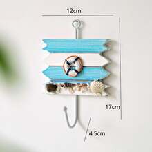 Decorative Nautical Wooden Robe And Towel Hooks - Wall Mounted Easy Install Storage Rack With Sailboat, Anchor, Wheel And Shell Accents, Suitable For Coastal Homes, Hotels And Bathrooms - Rustic Wooden Hanging Rack For Towels, Robes And Accessories, Random Shell Decor Included - Multicolor - View 12