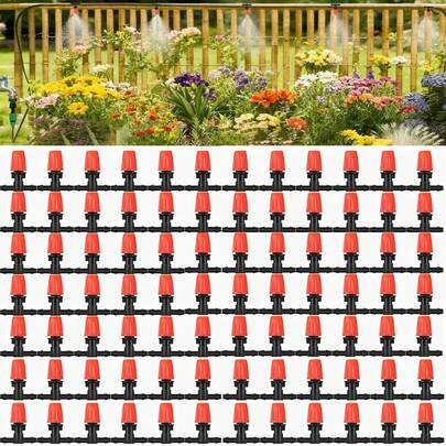 Kit de riego automático de invernadero, boquilla de plástico, conexión de tubo PVC 4/7, sin electricidad, diseño a prueba de fugas, instalación y uso sencillos, adecuado para sistemas de enfriamiento, invernaderos, jardines, exteriores, huertos, jardinería y riego industrial. Sistema de enfriamiento, cierre deslizante, riego de jardín