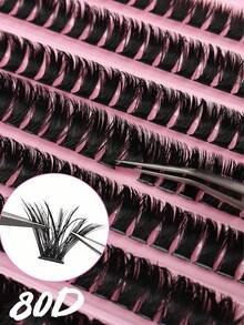 200 Pieces Of D-Shaped Curled DIY False Eyelash Clusters, 80D-Shaped Eyelash Clusters, 0.07mm D-Shaped Curl Degree, 8-16mm Hybrid Natural Eyelash Extensions, Ultra-Thick And Long Eyelash Clusters, Curled Single Eyelashes, Slim And Long Eyelashes, Long Cartoon Effect Eyelashes, Suitable For Novices To Use At Home. Ultra Thick False Eyelashes, Large Volume Eyelash Clusters, Eyelash Clusters, Single Eyelashes, False Eyelashes. - View 4