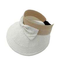 1顶女士蝴蝶结草帽，适合春夏穿着，宽檐防晒帽，可折叠户外沙滩帽，蝴蝶结草编可调节防皱防紫外线帽，发饰，女士帽子，沙滩帽 - 彩色 - 查看 9