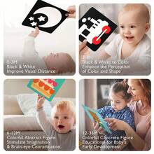20pcs (40 Sides) Black & White High Contrast Baby Visual Stimulation Cards, Newborn Early Education Flashcards, Color Tracking And Cognitive Development Toys Suitable For 0-36 Months Infants, Montessori Sensory Learning Cards, Perfect Holiday Gift - Multicolor - View 6
