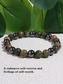 注入灵气能量的绿帘石平衡手链，男女皆宜，南方玉石赤铁矿材质，具有保护、接地、冥想功效，波西米亚风格，灵性能量饰品 - 彩色 - 查看 3