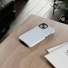 Burgundy And Pink Striped Phone Case, Retro Minimalist Vertical Stripe Design, Vintage Aesthetic Style, Compatible With IPhone 17/16/15/14/13/12/11 Pro Max - 淺藍色 - 查看 2