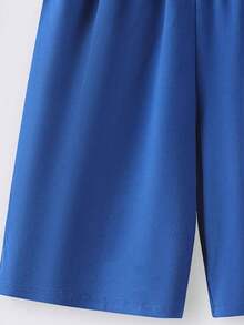 Kaos Lengan Pendek dan Celana Pendek Anak Laki-Laki dengan Motif Huruf - Biru - View 4