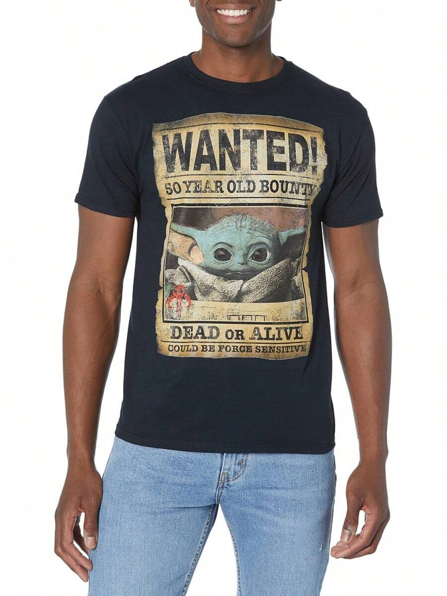 Men's Baby  Child Mandalorian Wanted Poster T-Shirt Tops For Going Out,Summer Tops,Black Tops,Summer Clothes,Tops For Women,T Shirts For Women,Girls Tops,Boys Tshirt,Men Clothes,Mens Tshirts,Holiday Outfits For Women,Summer Holiday Outfits - 黑色 - 查看 1