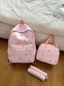 New Butterfly Print Laptop Backpack, Suitable For Elementary, Middle And High School Students - Pink - View 7