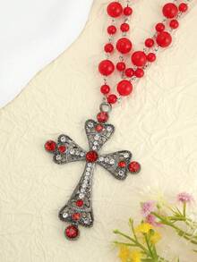 1 chiếc vòng cổ đính hạt kiểu Gothic với mặt dây chuyền hình thánh giá dành cho nữ - vòng cổ kiểu Gothic - Xem 8