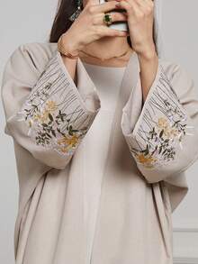 New Ramadan Middle Eastern Ramadan Abaya Robe With Embroidery - Apricot - View 6