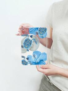1pc Blue Sea Turtle & Hibiscus Flower Print Protective Case, Transparent TPU Shockproof Protective Cover, Tropical Coastal Aesthetic Design, Compatible With Cases, 11th Generation - Clear - View 41
