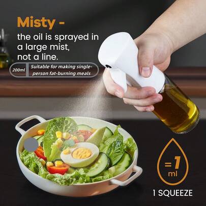 1pc PP Material Cooking Oil Sprayer Bottle, Uniform Mist Spray, Suitable For Olive Oil, Cooking Oil, Seasoning Oil, Applicable For Kitchen Cooking, Air Fryer, Grilling, Salad, Low-Fat Fitness Meals, Camping Picnic, Lightweight Refillable Spray Bottle For Home Use